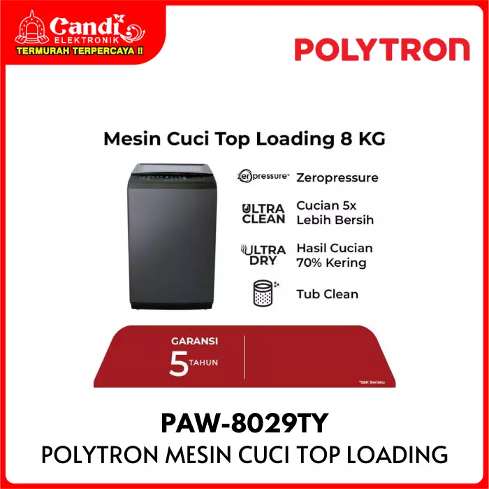Mesin Cuci Top Loading Polytron 