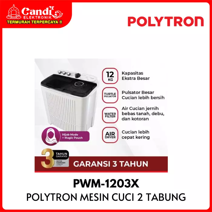 Mesin Cuci 2 Tabung Polytron 