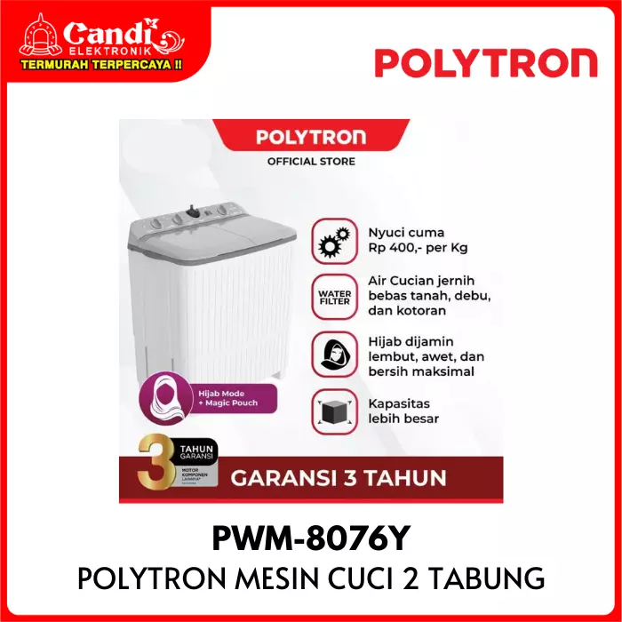 Mesin Cuci 2 Tabung Polytron 